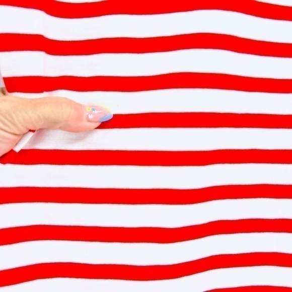 J. Crew red striped 3/4 sleeve boat neck tee classic minimalist preppy size XXS - Picture 7 of 14